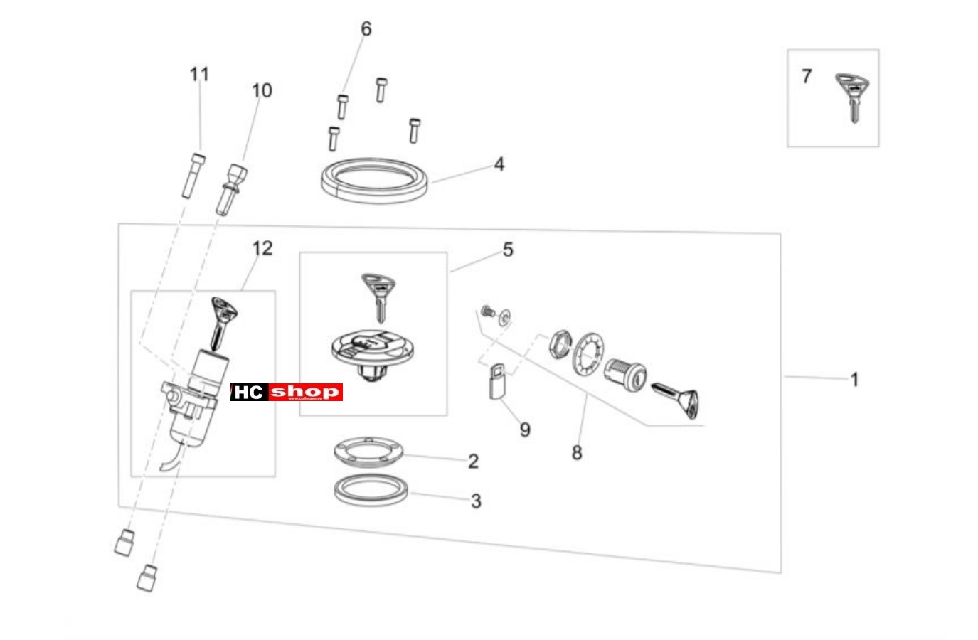 Aprilia RX 125 ABS Fahrgestell Schließvorrichtung
