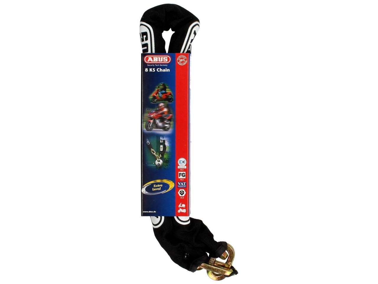 ABUS Sicherungskette 8 mm, schwarz, mit Textilschlauch – 85,0cm