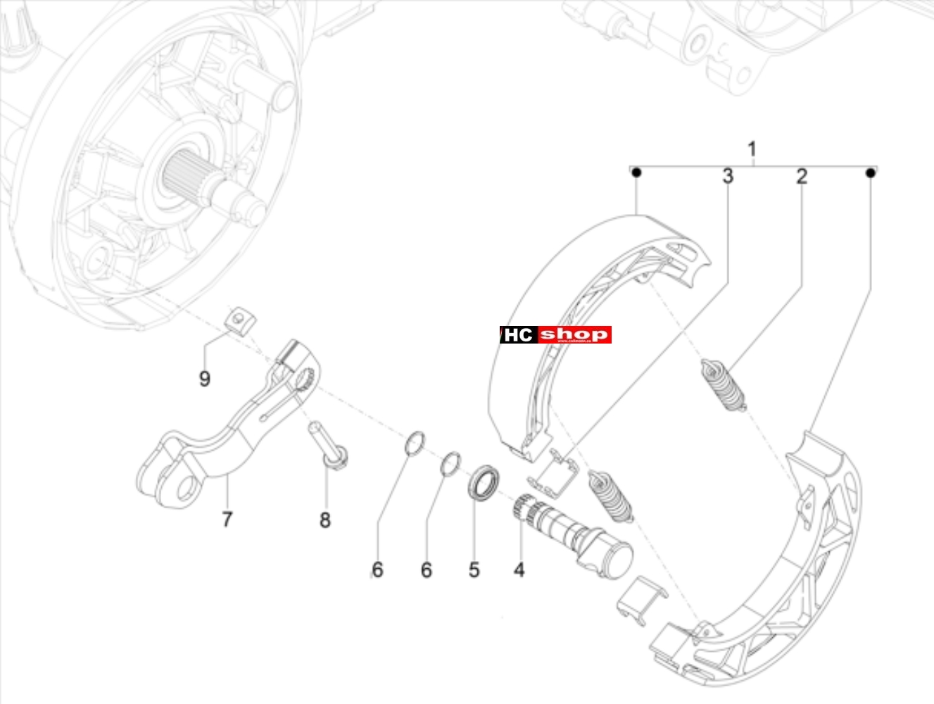 Piaggio TPH 50 2T E4 - Motor Hinterradbremse