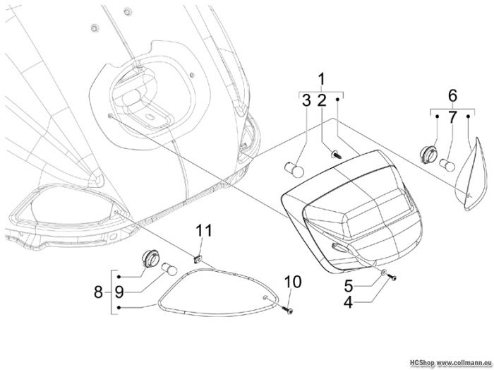 Vespa Hinterleuchten - Blinkleuchten S 125 4T