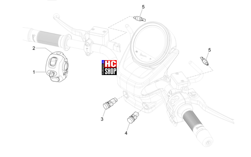 Vespa GTV 300 HPE RST - Elektrische Anlage - Wechselschalter-Umschalter