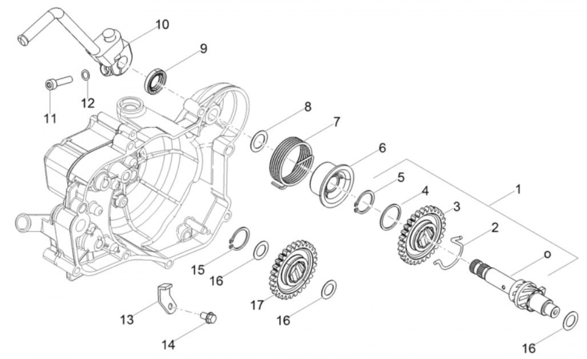 Explosionszeichnung Derbi Senda X-Treme 50 R E4 / Senda X-Treme 50 SM E4 Kickstarter