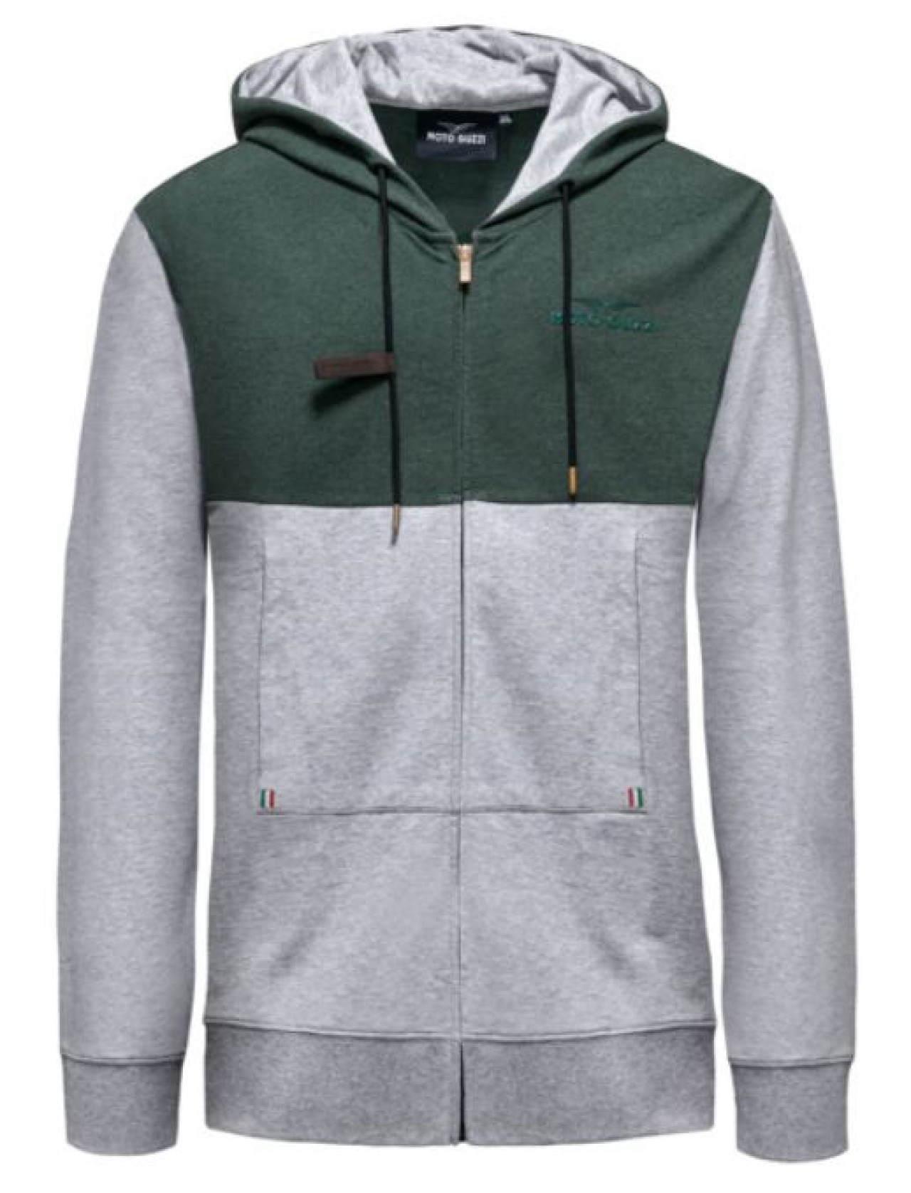 Moto Guzzi Kapuzen-Sweatshirt mit Reißverschluss grau-grün