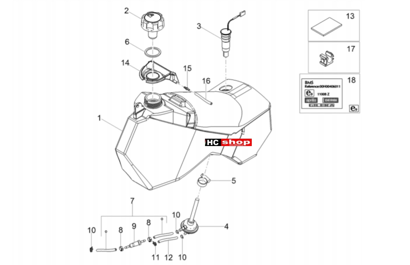 Aprilia RX 50 E4 - Kraftstofftank