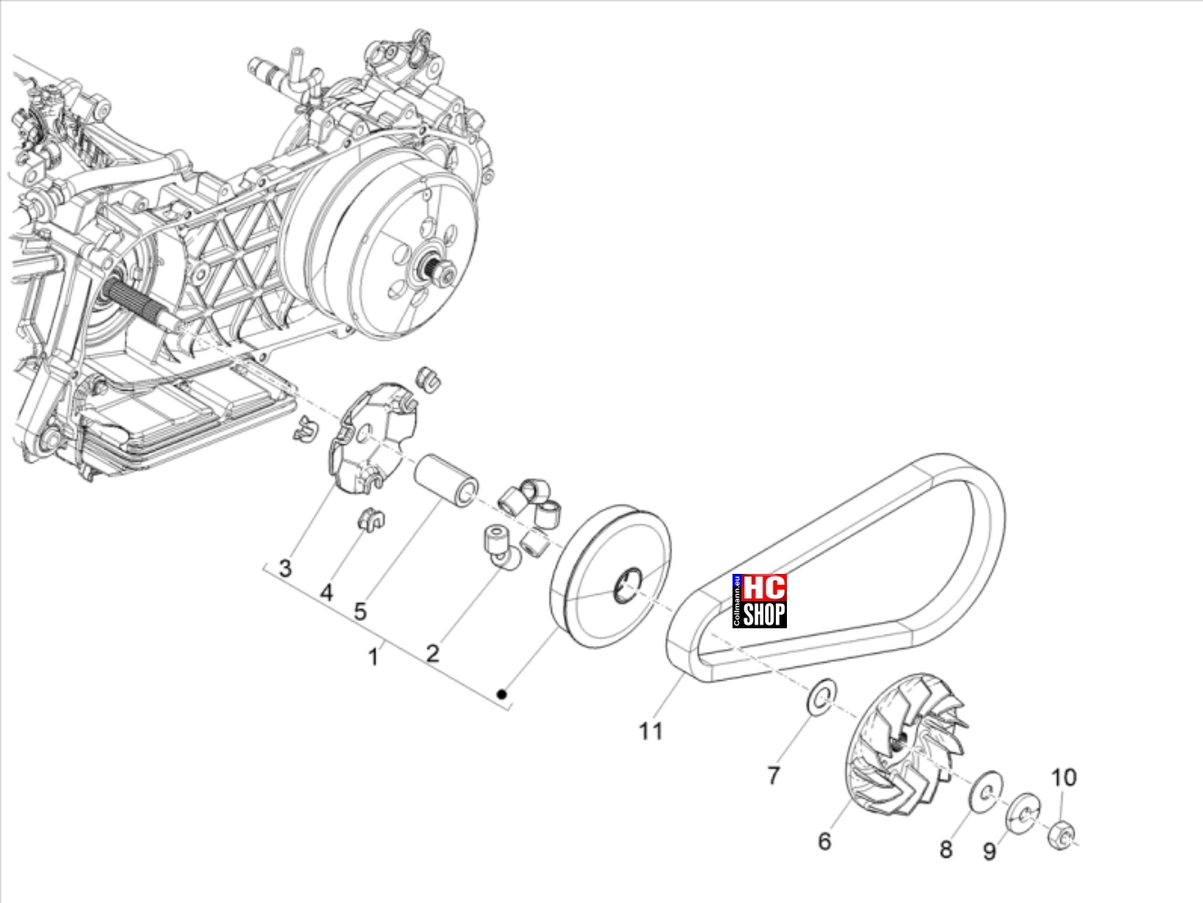 Aprilia SR GT 200 Motor Antriebshalbriemenscheibe