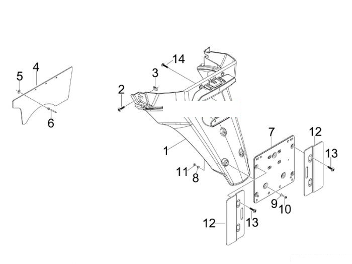 Piaggio Hinterabdeckung - Kotflügellappen X7 125