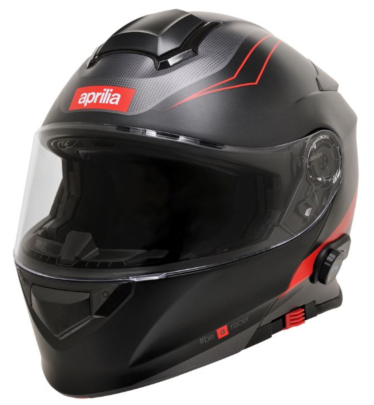 Aprilia Klapphelm mit Bluetooth schwarz-rot-silber ECE 22.06