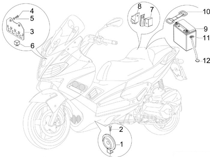 Aprilia Fernschalteren - Batterie - Hupe SR MAX 125