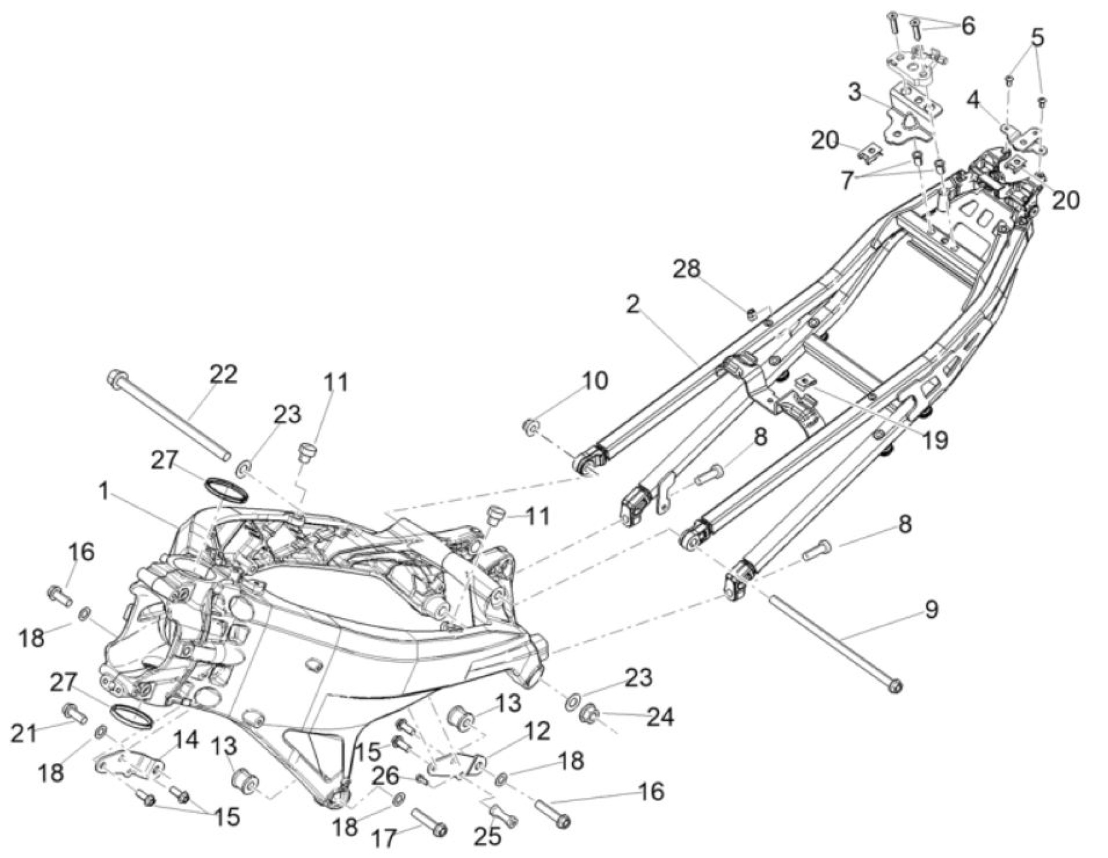 Explosionszeichnung Aprilia RS 660 / RS 660 E5+ / RS 660 Factory E5+ Rahmen