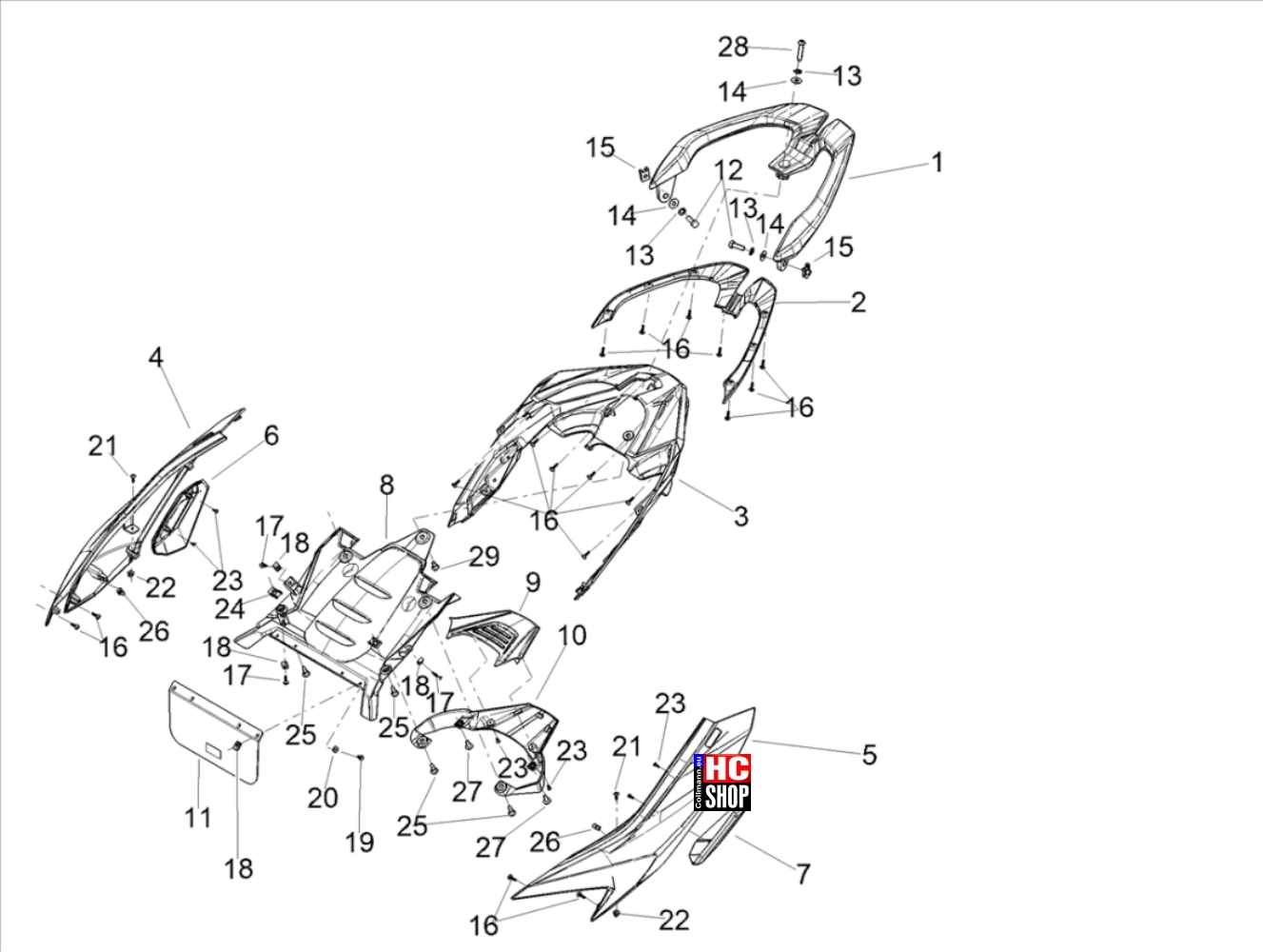 Aprilia SR GT 200 Aufbau Heckaufbau