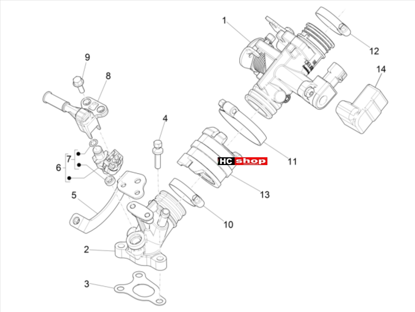 Piaggio Liberty iGet 125 4T 3V - Motor Drosselklappengehäuse