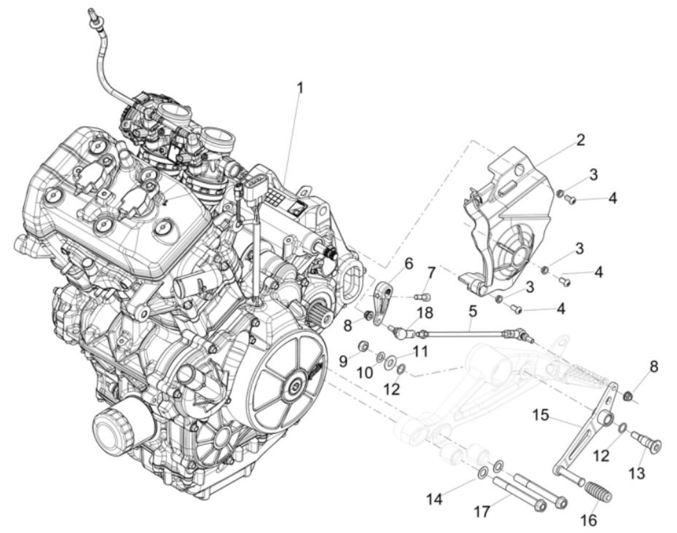 Explosionszeichnung Aprilia RS 457 8V / Tuono 457 E5+ Motor (2025–2026)