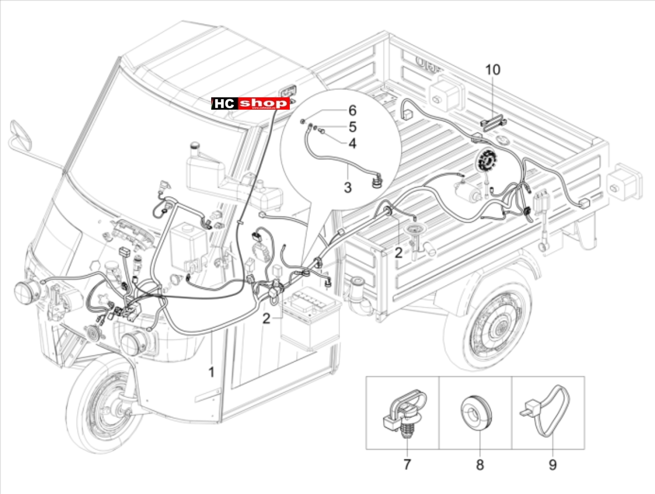 Piaggio Ape 50 2T E4 - Elektrische Anlage Hauptkabelbaum