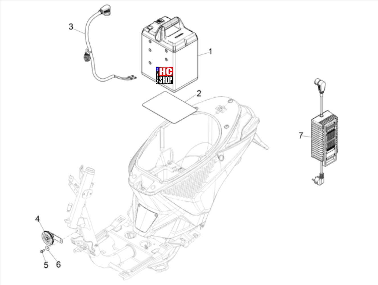 Piaggio 1 Motorcycle Elektrische Anlage Fernschalter - Batterie - Hupe