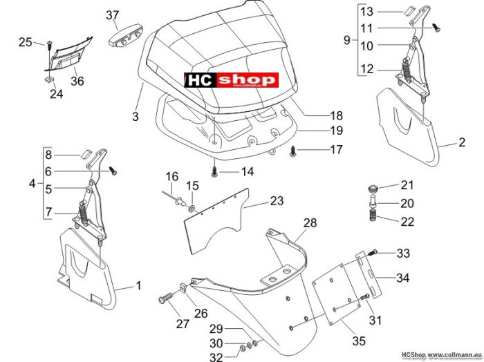 Piaggio Hinterabdeckung - Kotflügellappen X8 250