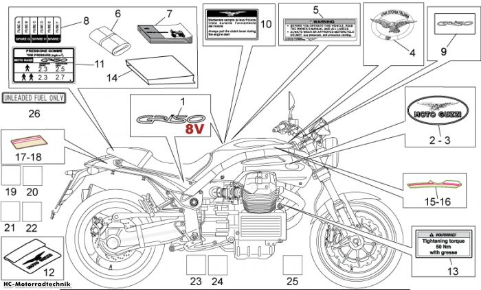 Moto Guzzi Aufkleber-Deko Griso V 8V 1200