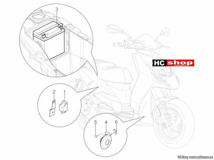 Aprilia Motard 50 Fernschalteren - Batterie - Hupe