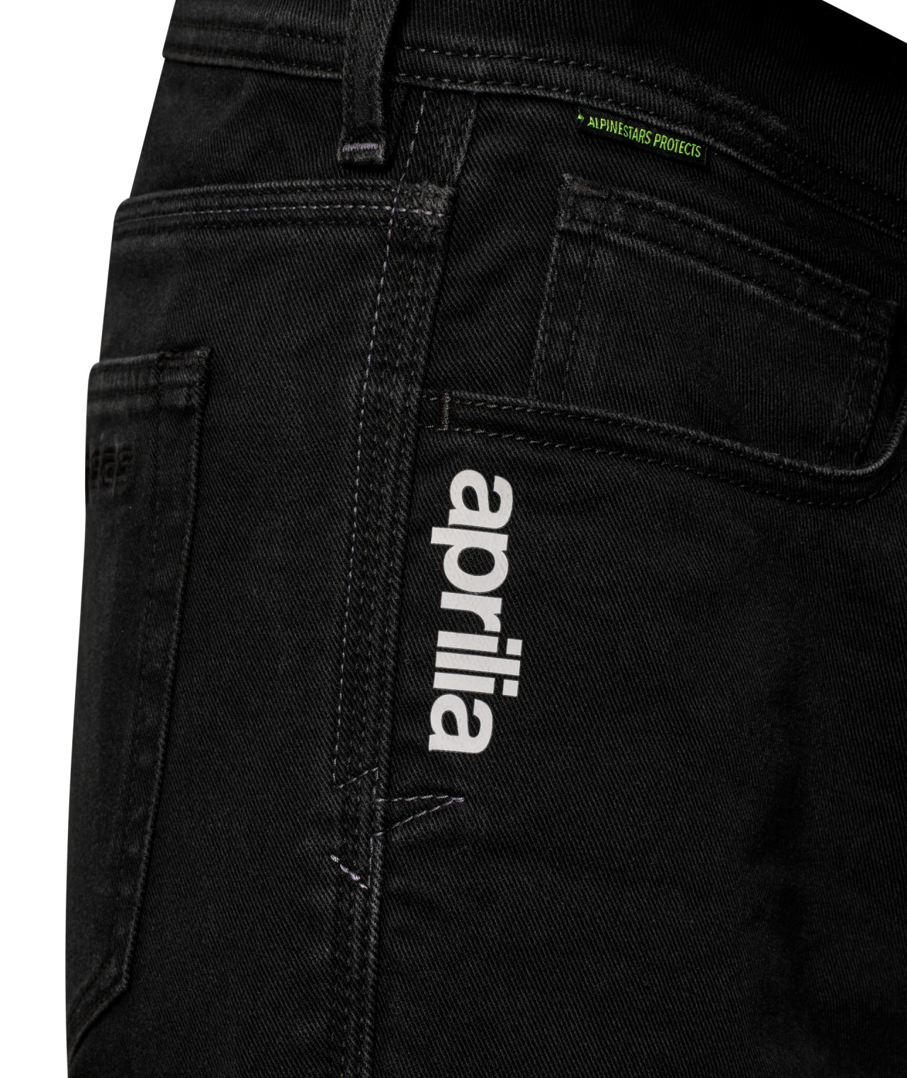 Aprilia Burnout Denim Jeans Herren, schwarz, mit Knieprotektoren