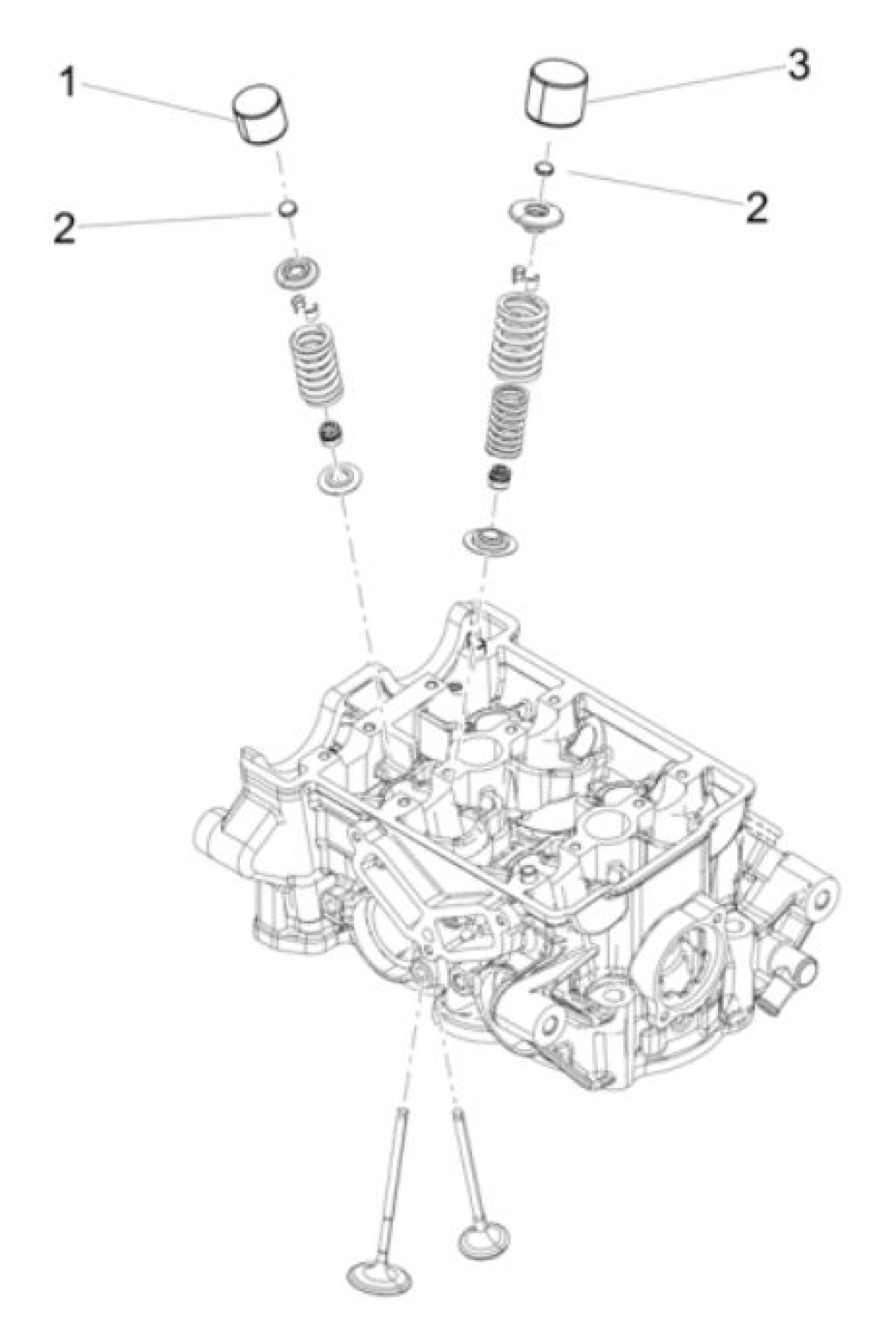 Explosionszeichnung Aprilia RS 660 E5+ / RS 660 Factory E5+ / Tuareg 660 Ventil Shims