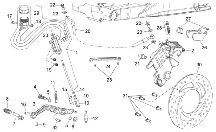 Aprilia Bremsanlage - Hinten Shiver GT 750