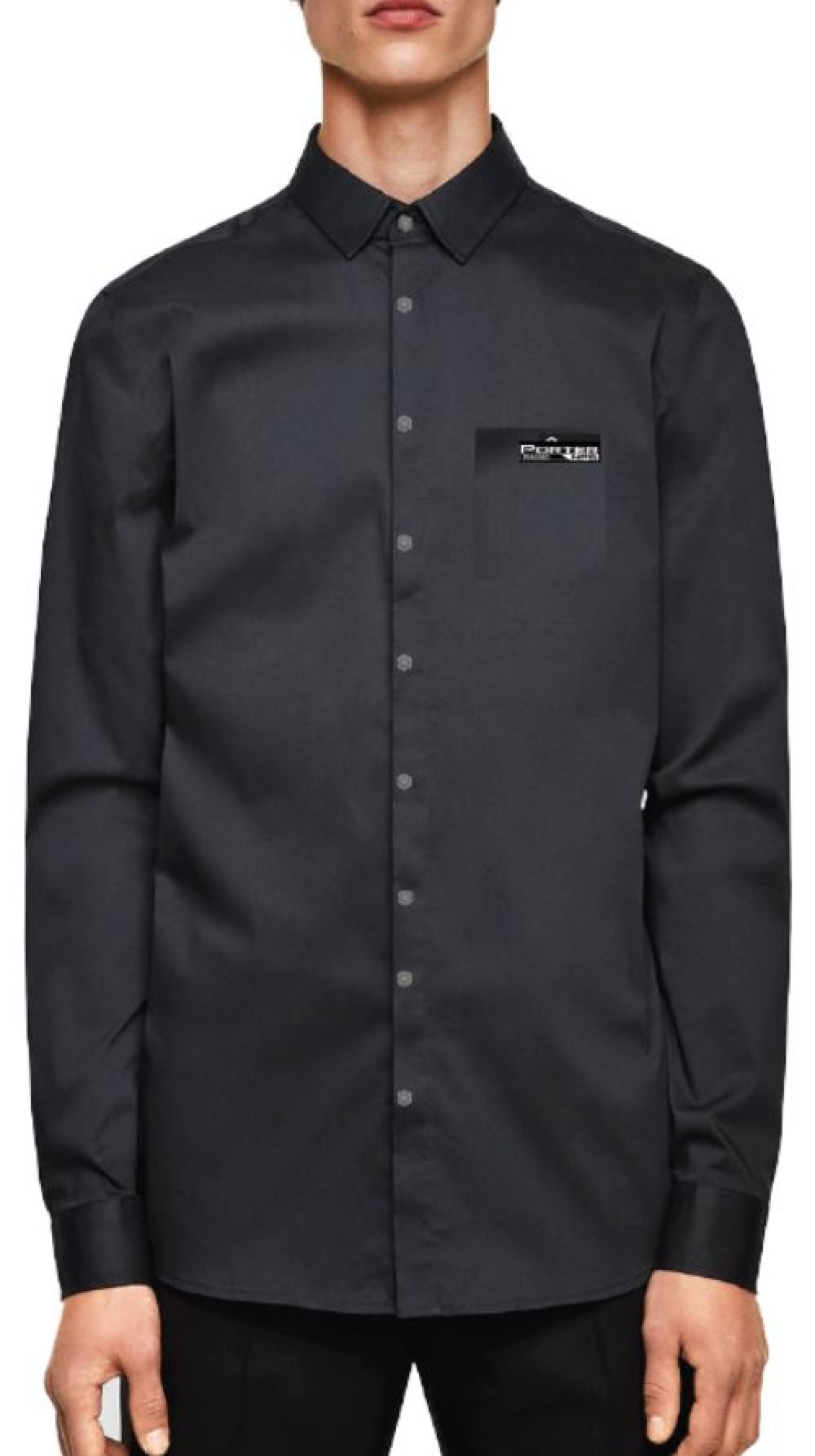 Piaggio Hemd langarm Herren, Baumwolle, Porter NP6, schwarz