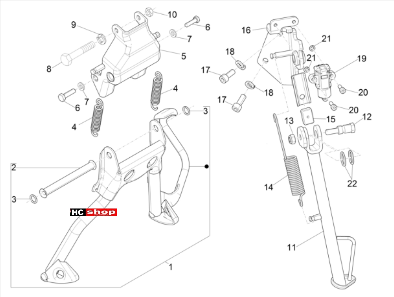 Aprilia SR 50 Motard 2T E4 - Fahrgestell Kippständer
