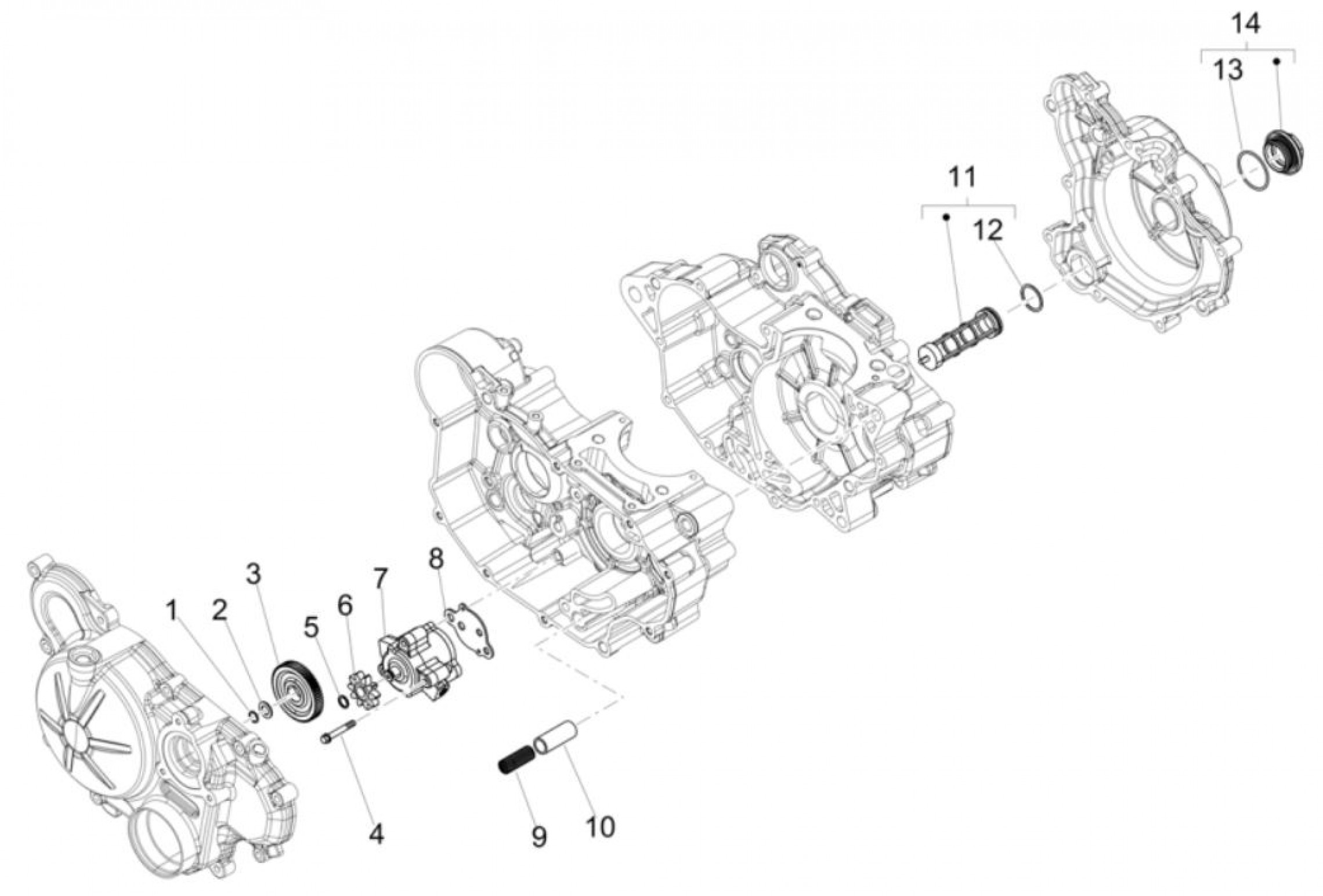 Explosionszeichnung Aprilia RX 125 E5 u. a. Ölpumpe
