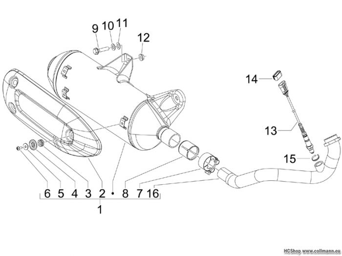 Piaggio Auspufftopf MP3 125 Ibrido – Kappe