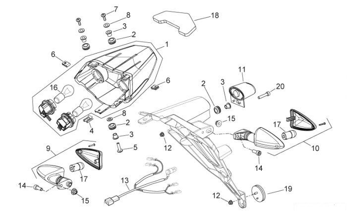 Aprilia Hinterer Lichter Shiver GT 750