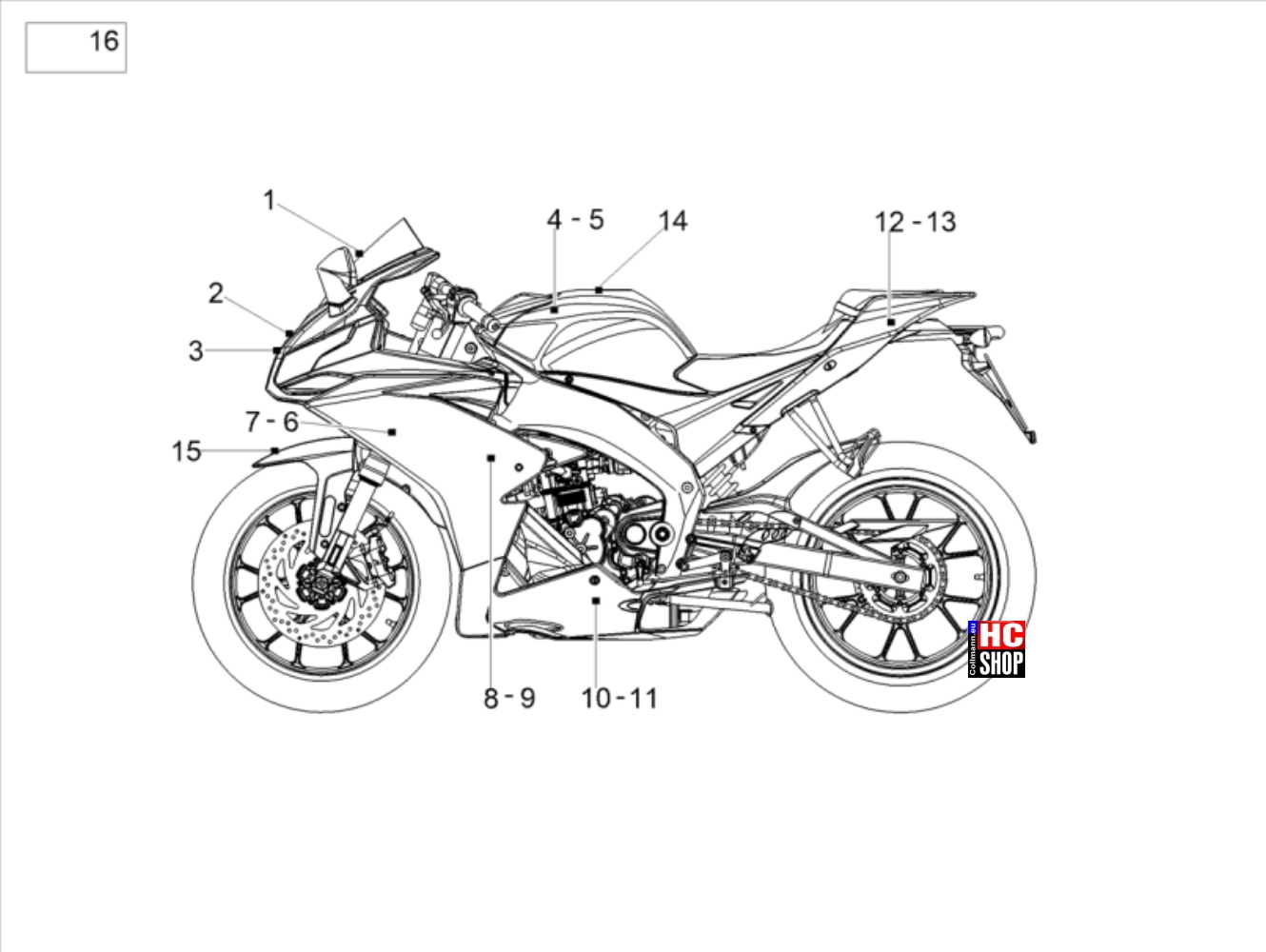 Aprilia RS 125 ABS E5 - Aufbau - Deko