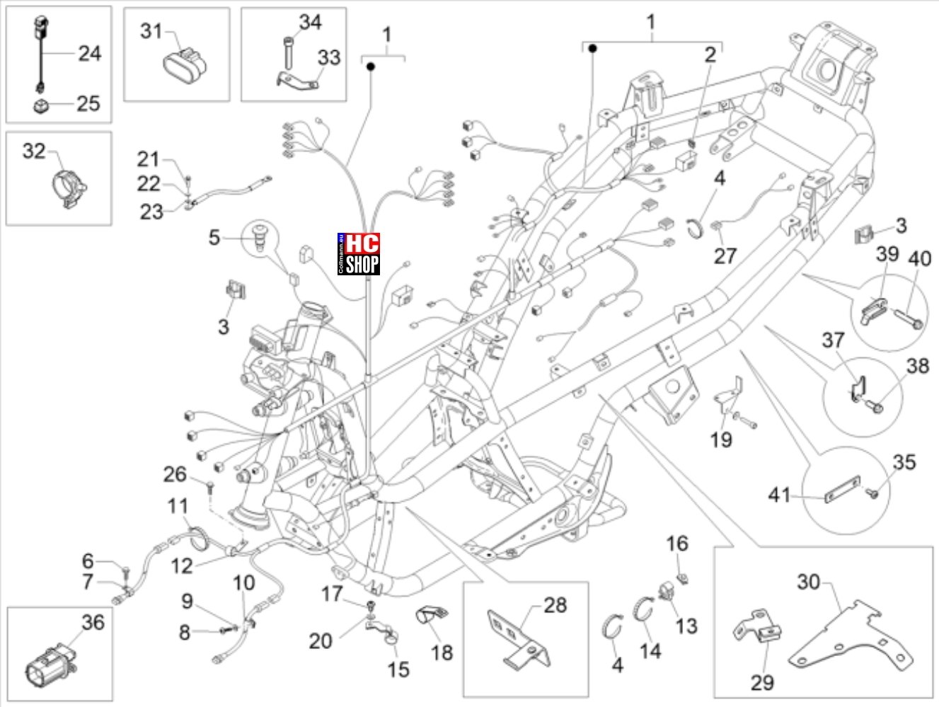 Piaggio MP3 500 Sport Advanced E5 Elektrische Anlage Hauptkabelbaum