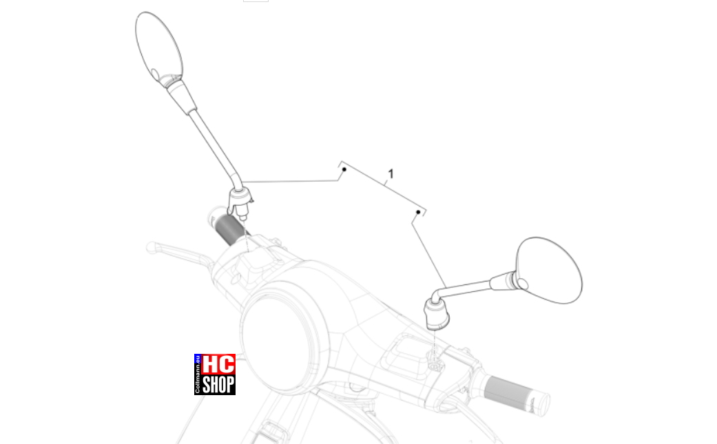 Vespa Primavera 50 TECH E5 - Fahrgestell-Karosserie - Rückspiegel