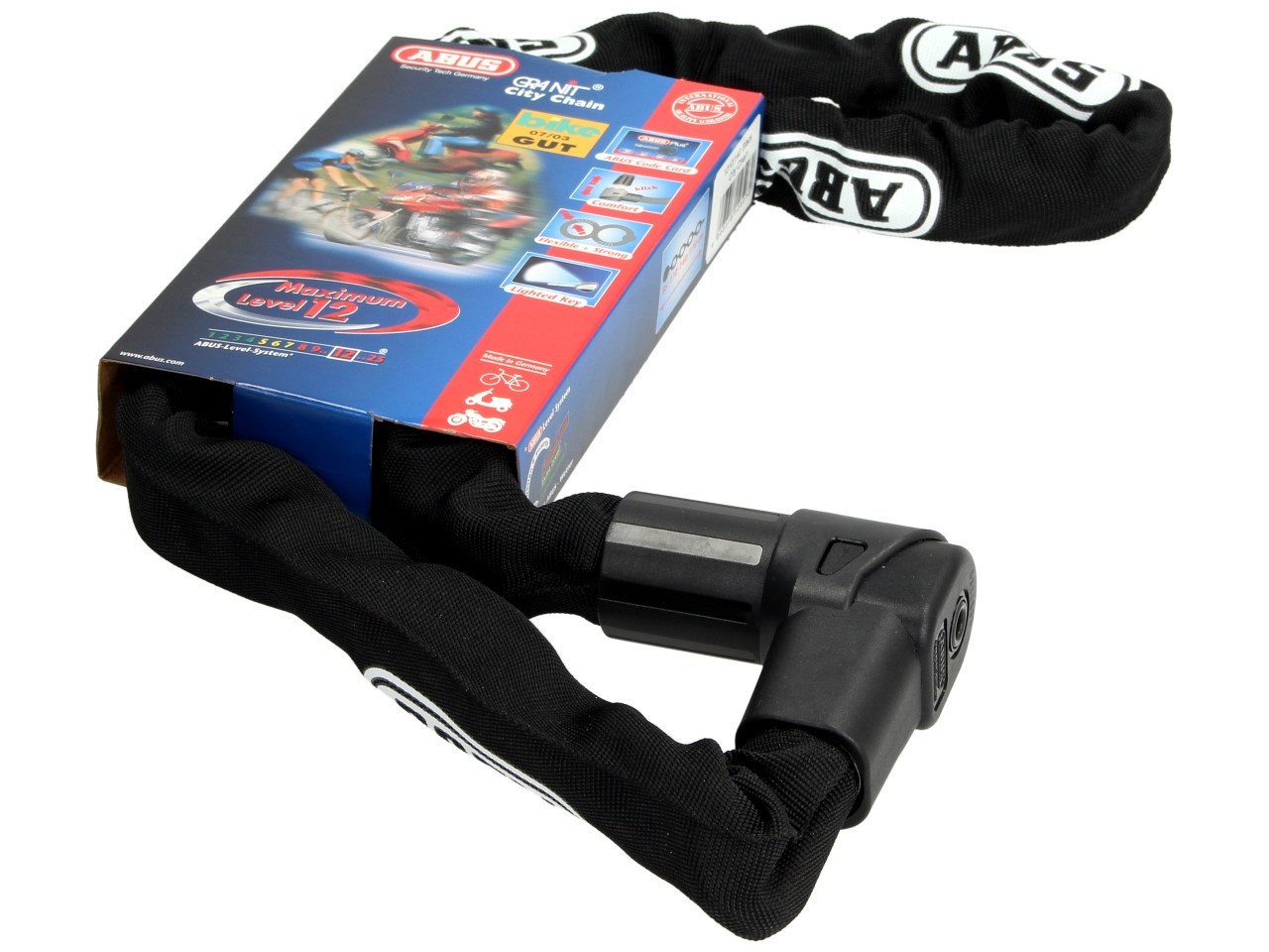 ABUS Schloss-Ketten-Kombination City Chain 1010, 1,40 m, schwarz