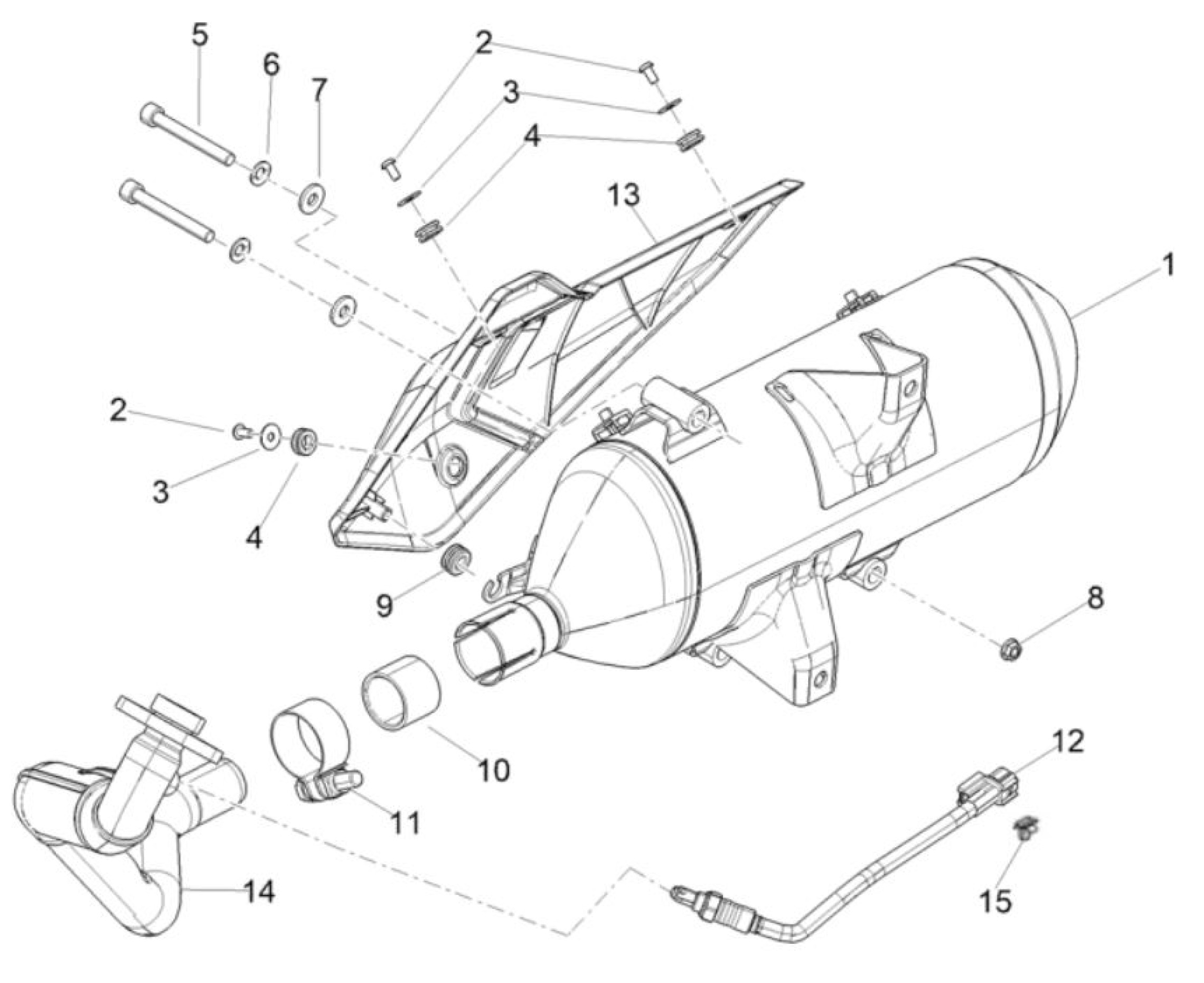 Explosionszeichnung Aprilia SR GT 125 / SR GT 200 Auspuff (2024)