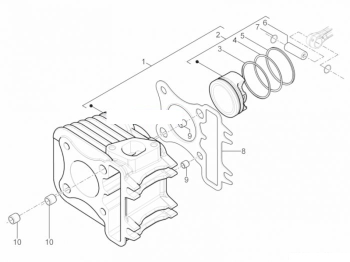 Piaggio Einheit Zylinder-Kolben- TPH 125
