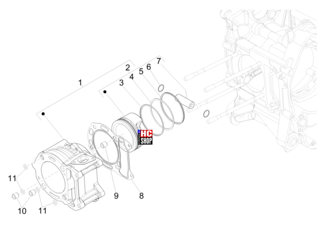 Beverly 300 HPE E5 - Motor - Kolbenbolzen