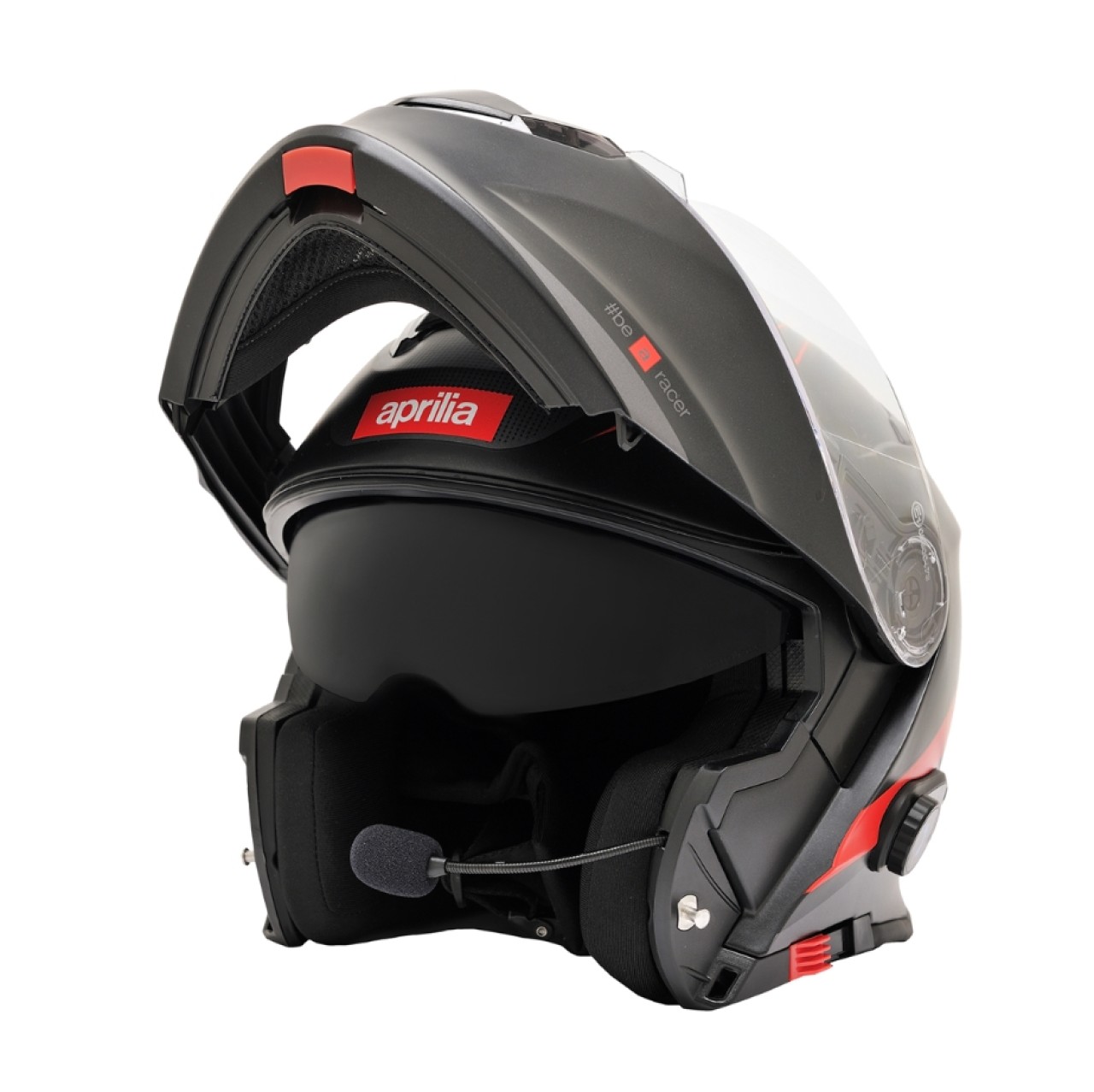 4 - Aprilia Klapphelm Bluetooth, schwarz, rot, silber, matt, S, Thermoplast, ECE 22.05