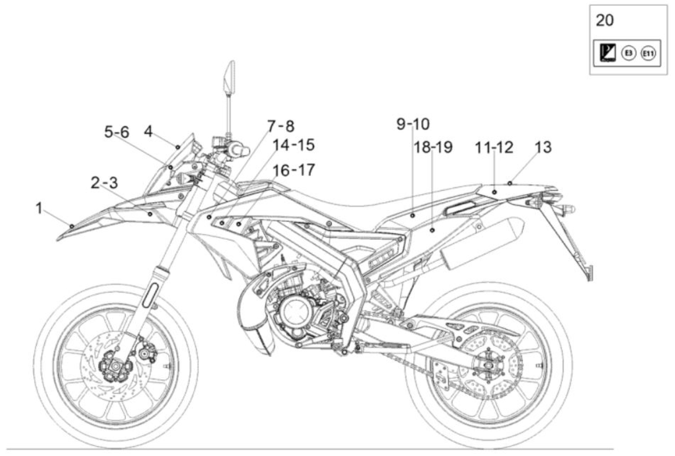 Explosionszeichnung Aprilia SX 50 Dekore (ZD4KKB01/ZD4KKB06)