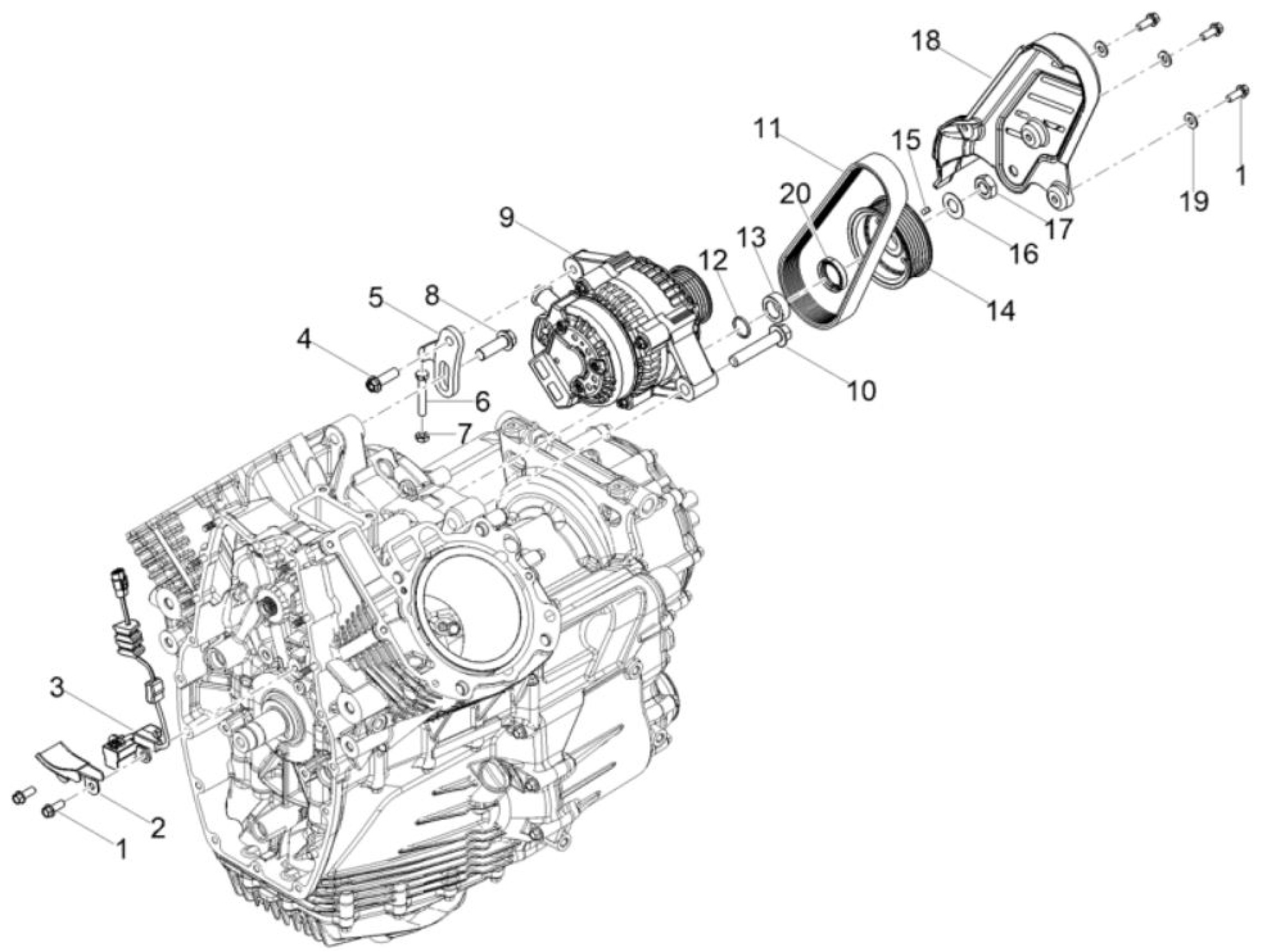Explosionszeichnung Moto Guzzi Stelvio E5+ / V100 Mandello Drehstromgenerator