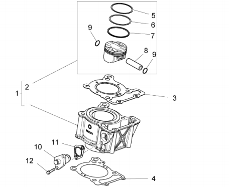 Aprilia Motor Zylinder-Kolben RS 125 ABS