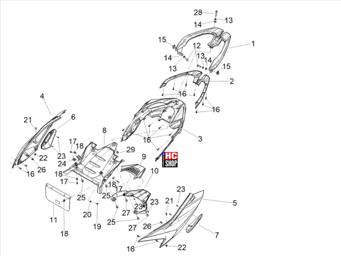 Aprilia SR GT 125 Aufbau Heckaufbau