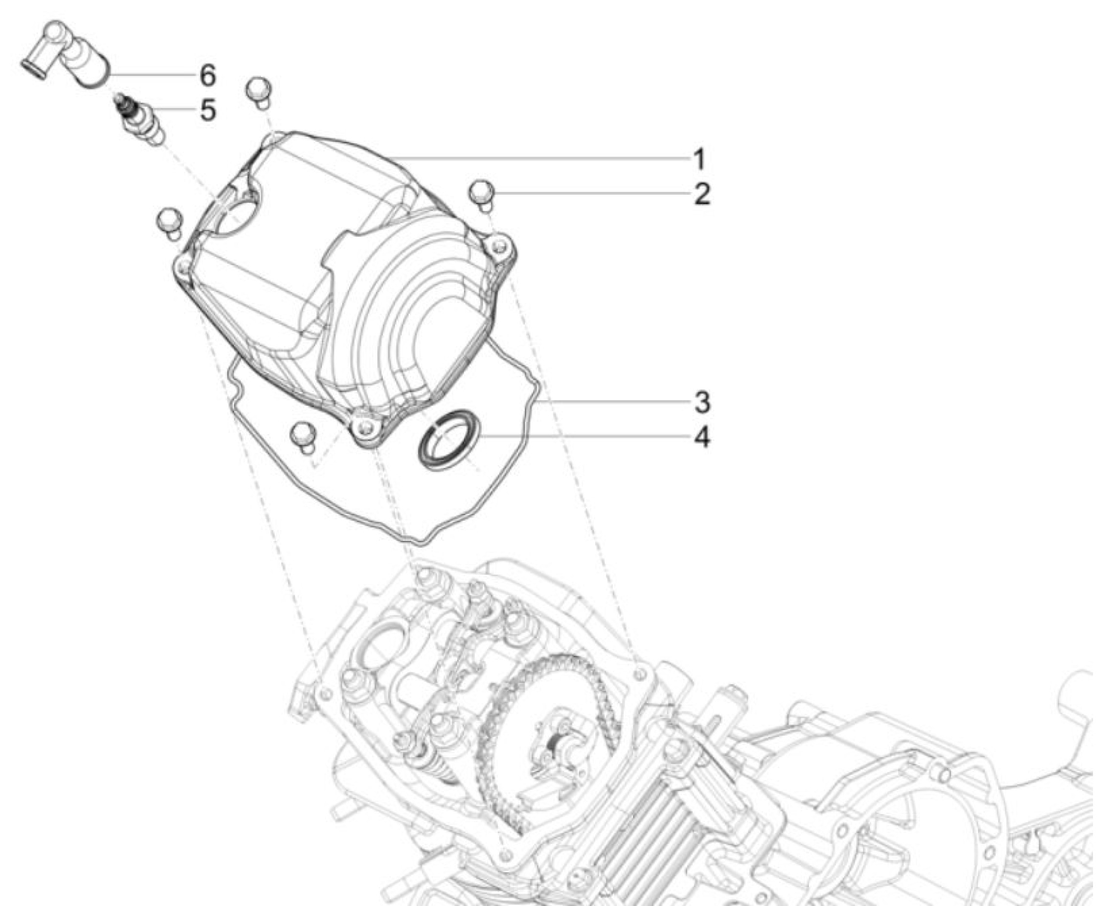 Explosionszeichnung Vespa SXL 150 / VX 150 / VXL 150 Zylinderkopfabdeckungen