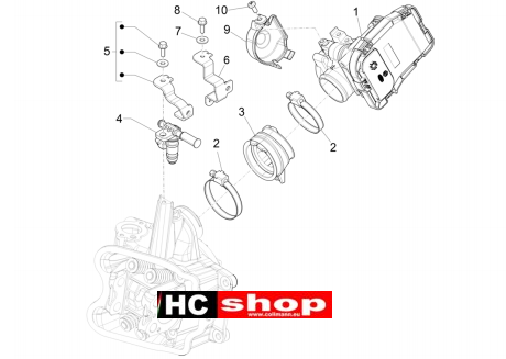 Piaggio Beverly 350 E4 Sport Touring Motor Drosselklappengehäuse