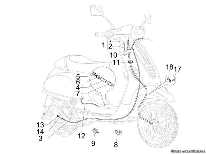 Vespa Bowdenzügen S 50 2T