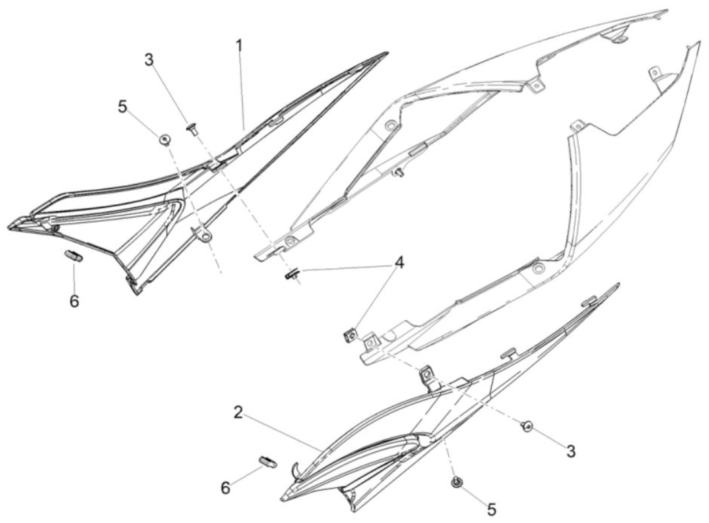 Explosionszeichnung Aprilia RS 660 / RS 660 E5+ / RS 660 Factory E5+ Verkleidungen