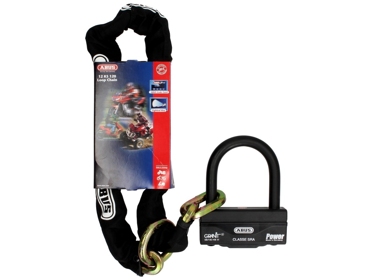 ABUS Granit 58 Schloss-Ketten-Kombination 12 mm, 1,20 m, Security Level 19