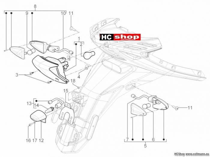 Piaggio Hinterleuchten - Blinkleuchten TPH 125