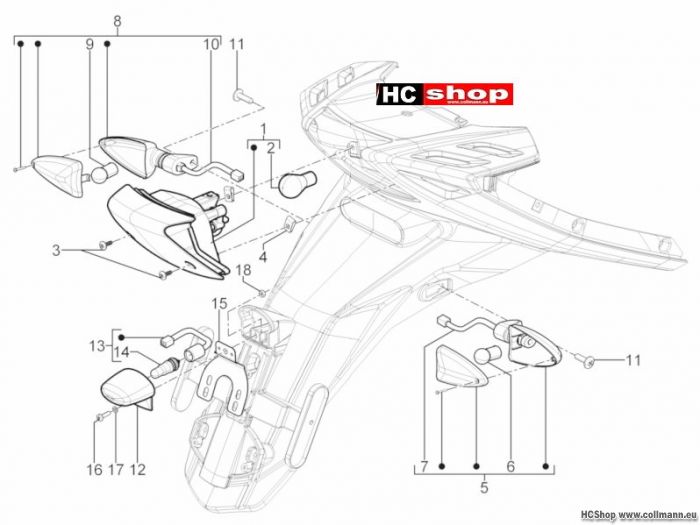 Aprilia Motard 50 Hinterleuchten - Blinkleuchten