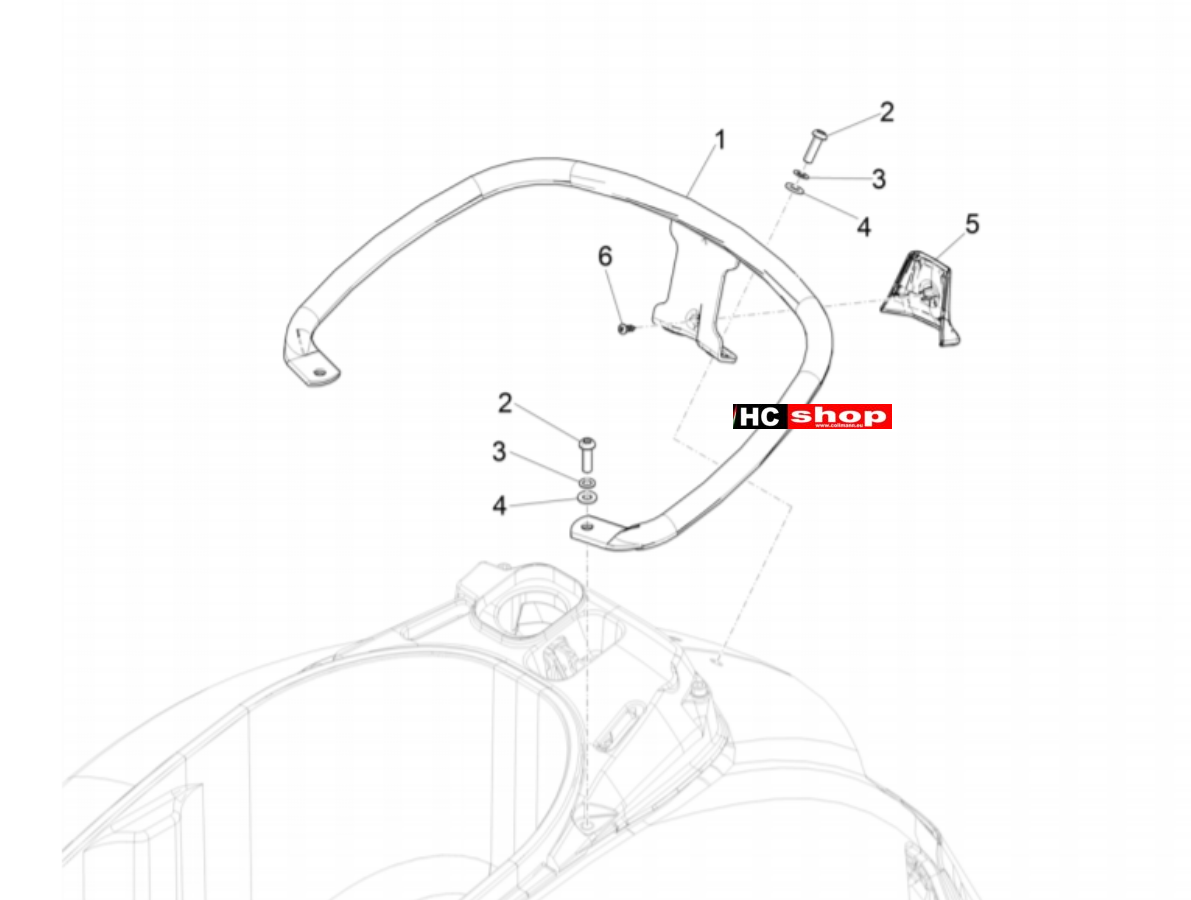 Vespa GTV 300 HPE E4 ABS Fahrgestell Hinterer Gepäckträger