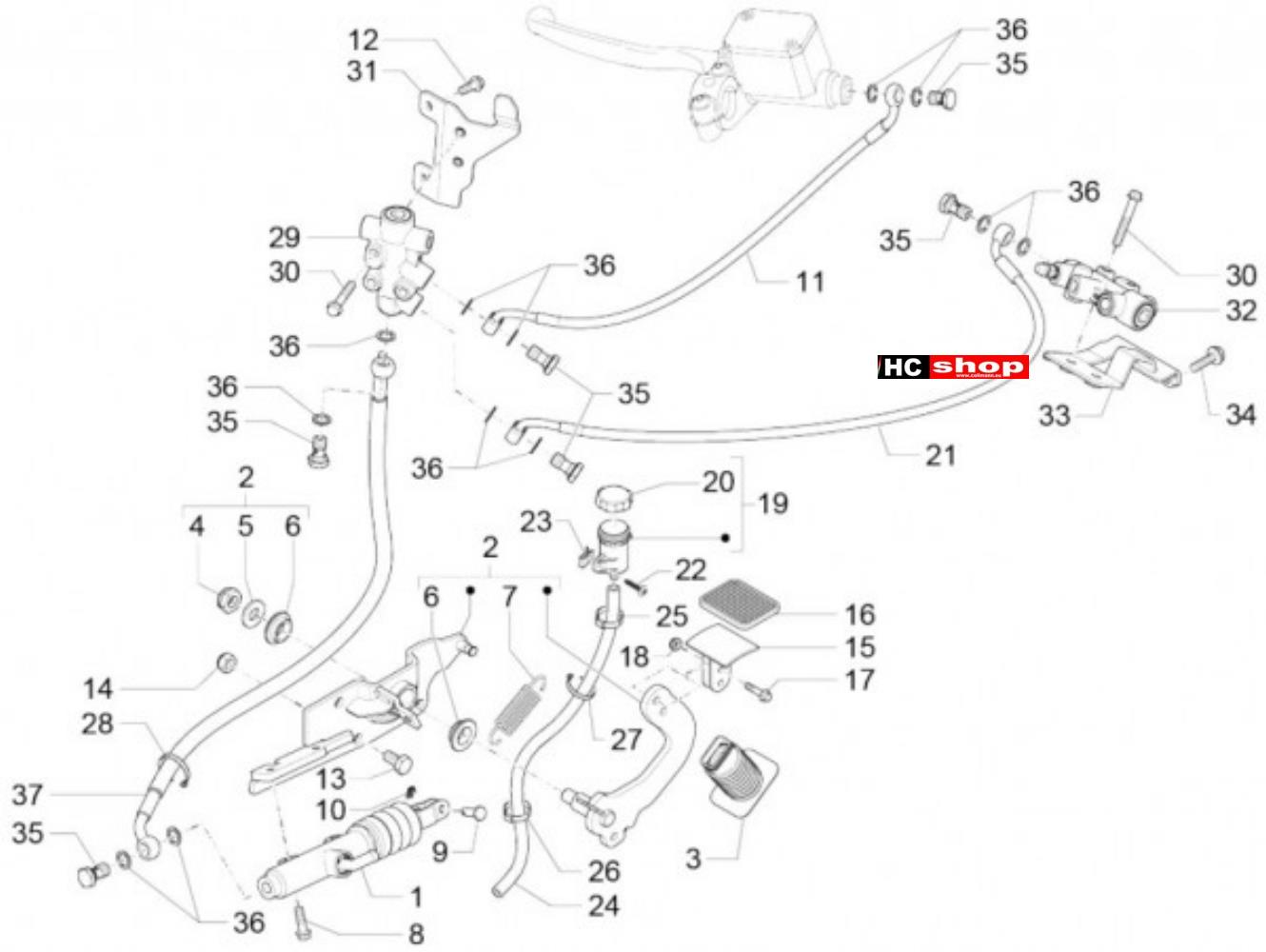 Piaggio MP3 500 Maxi Sport Business ABS - Bremsanlage - Fußbremspedal